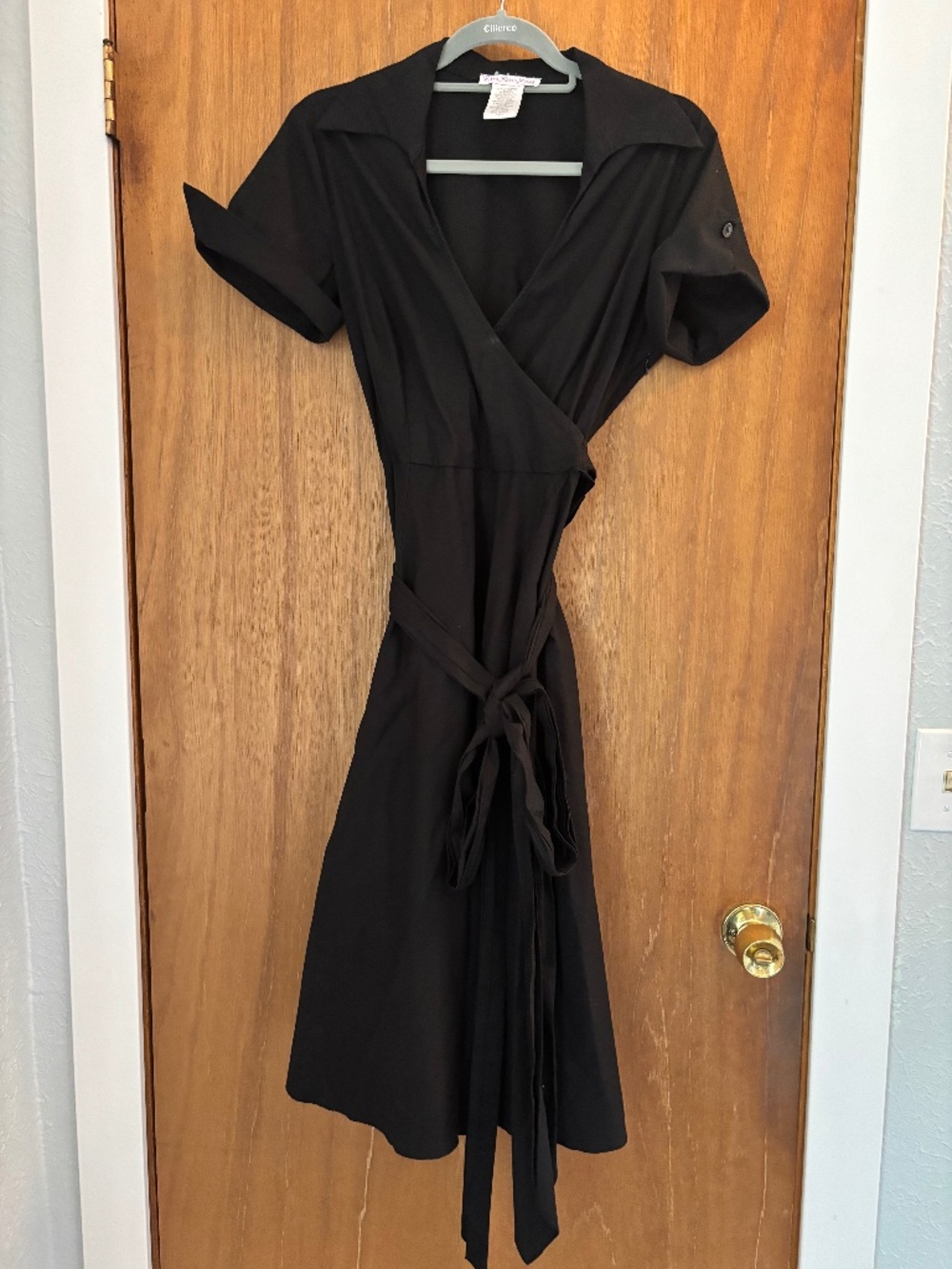 Wishes Black Cotton Wrap Dress Large